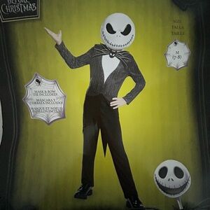 Black and White Striped one piece Costume and mask